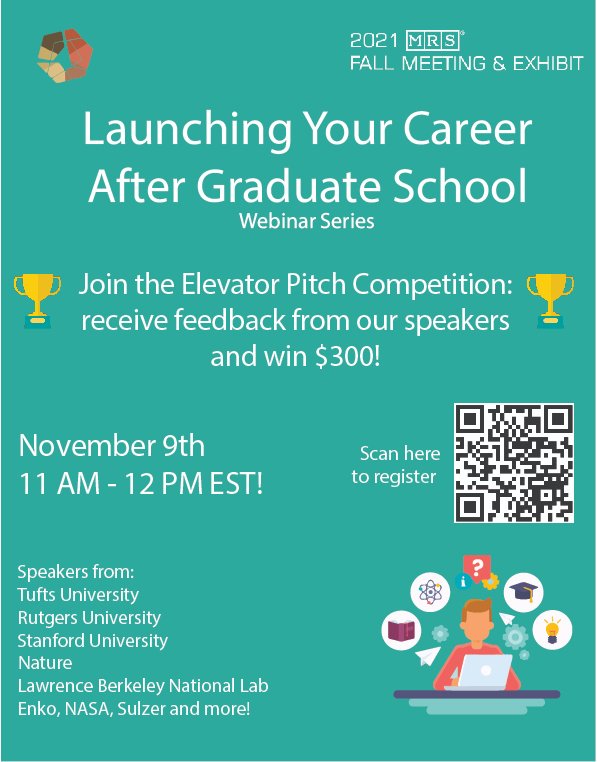 eli_ruggeri's tweet photo. Do you want to win $300 in 1 minute? Give your elevator pitch, receive feedback from the speakers, and win $300!

"Launching Your Career After Graduate School - Part 2 - Elevator Pitch Competition" will be on Tuesday, November 9th @ 11AM EST.
Register here:https://t.co/u5fAqsvArz https://t.co/GPi8vitZE3