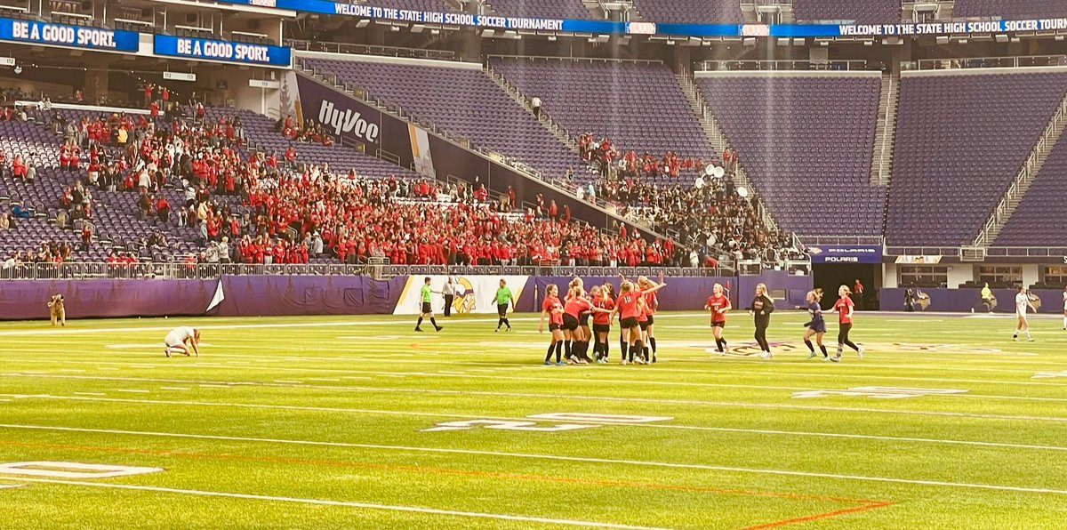 CentCougs's tweet photo. Moving on!!!!!@centgirlssoccer moves on to the STATE CHAMPIONSHIP GAME. Cougars will face Stillwater at 8am Saturday at US Bank Stadium. #RollCougs #State2021 #NotDoneYet https://t.co/cugpIdhqOl