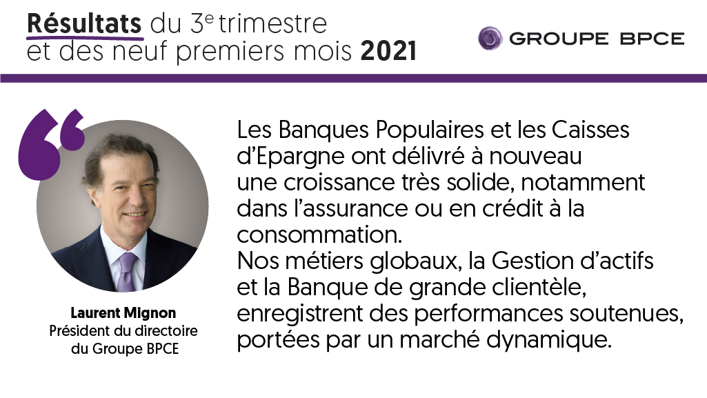 #Résultats T3-2021 | A propos des résultats du troisième trimestre du Groupe #BPCE, Laurent Mignon, président du directoire, a déclaré :