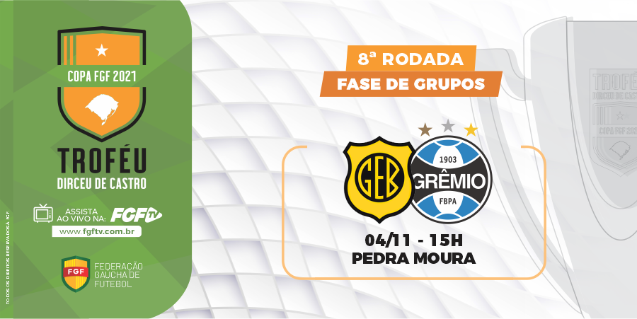 OficialFGF's tweet photo. ⚽️ O @BageOficial recebe o @Gremio nesta quinta, às 15h, pela 8ª rodada da Copa FGF 2021 - Troféu Dirceu de Castro.

🖥 Assista ao vivo na FGF TV: https://t.co/F7Gl478CtA

#FGF #FutebolGaúcho #CopaFGF2021 #TroféuDirceuDeCastro https://t.co/unpqIz7pYb