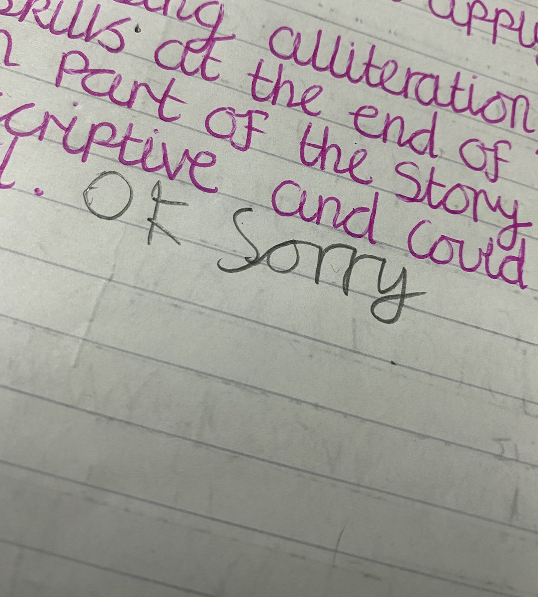 dbees19's tweet photo. I ask the children to reply to any pink pen in their English books, such as spelling, questions, improvements etc… one child’s response… 🤣 I’m laughing my head off! 😂 https://t.co/QmBes1gOkc