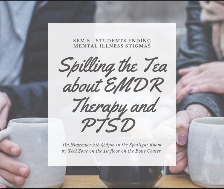 REALsemis_isu's tweet photo. We’re having an educational tea party! We’ll be talking about PTSD and associated therapy while also vibing so please take the time out of your day if you can 💜 ☕️ @ 5pm Monday in the Bone Spotlight Room on the 1st floor 👀 https://t.co/fzH3XvFaTL