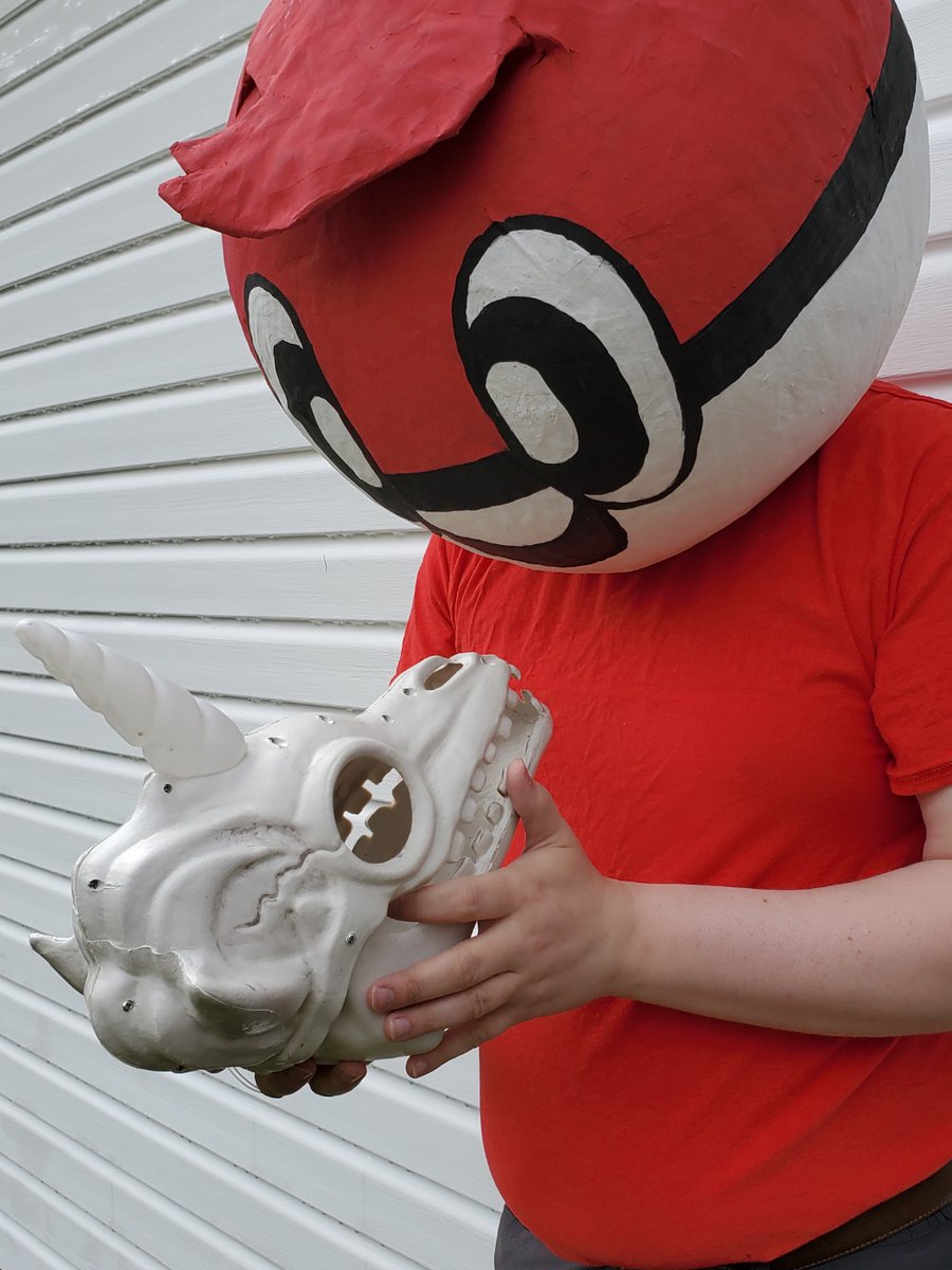 MissQuerade's tweet photo. I made a ball guy head out of paper mache and stuffed @Wils_OW in it for Halloween and thought some of you might enjoy it
 #pokemon https://t.co/25Q10isMK2