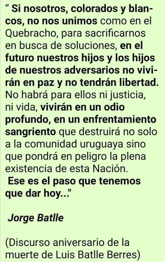 Santiag94739893's tweet photo. Una cosa es ser adversarios; -blancos y colorados lo han sido, lo son y lo serán- pero otra muy distinta es ser enemigos. No confundamos los tantos y no simplifiquemos nunca las diferencias insalvables que como demócratas y republicanos, tenemos con el socialismo y el comunismo. https://t.co/8Z3ILs8eYu