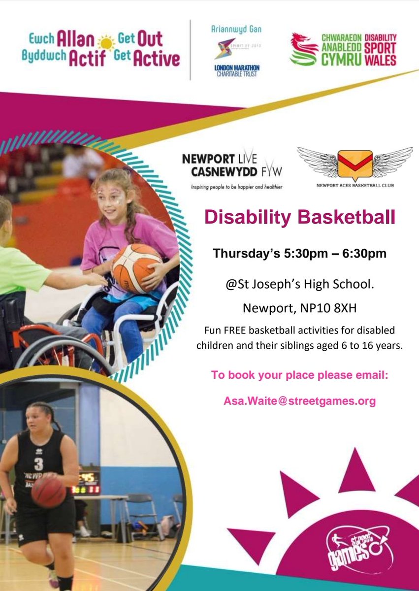 GogaSport's tweet photo. We are delighted to announce we have parntered with @Acesbball to create a new weekly Disability Basketball Session in #Newport , Starting:

Thursday 11th November 2021, 5.30pm-6.30pm @sjhsnewport 🏀

Drop us a quick email &amp; come along  🏀
#Newport #goga #acesbasketball https://t.co/7lhMMZmZqP
