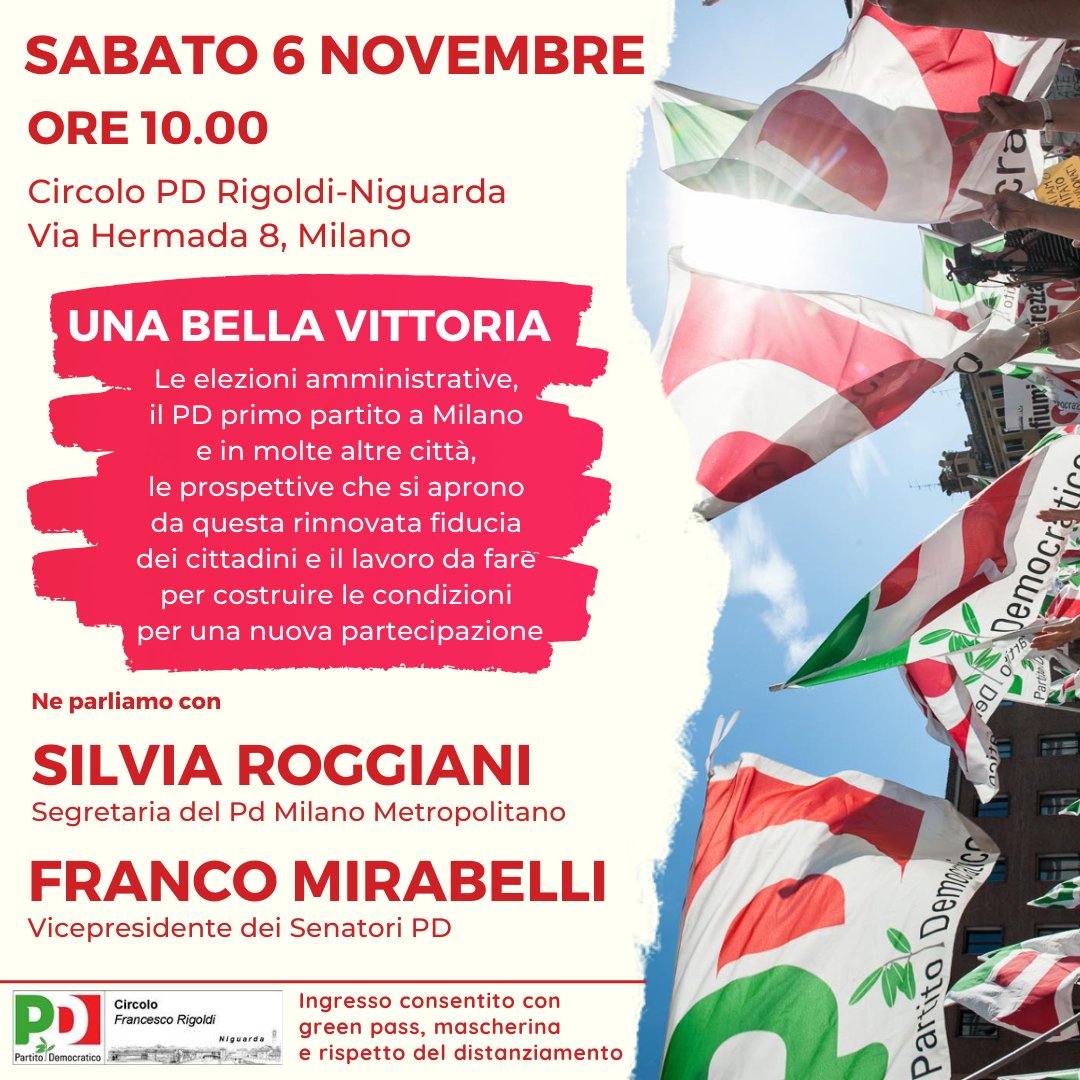 dianacomari's tweet photo. Sabato 6 novembre alle ore 10.00 incontro al #CircoloPD Rigoldi #Niguarda in Via Hermada 8 a #Milano con @FraMirabelli e Silvia Roggiani https://t.co/WzuEEnjsbD
