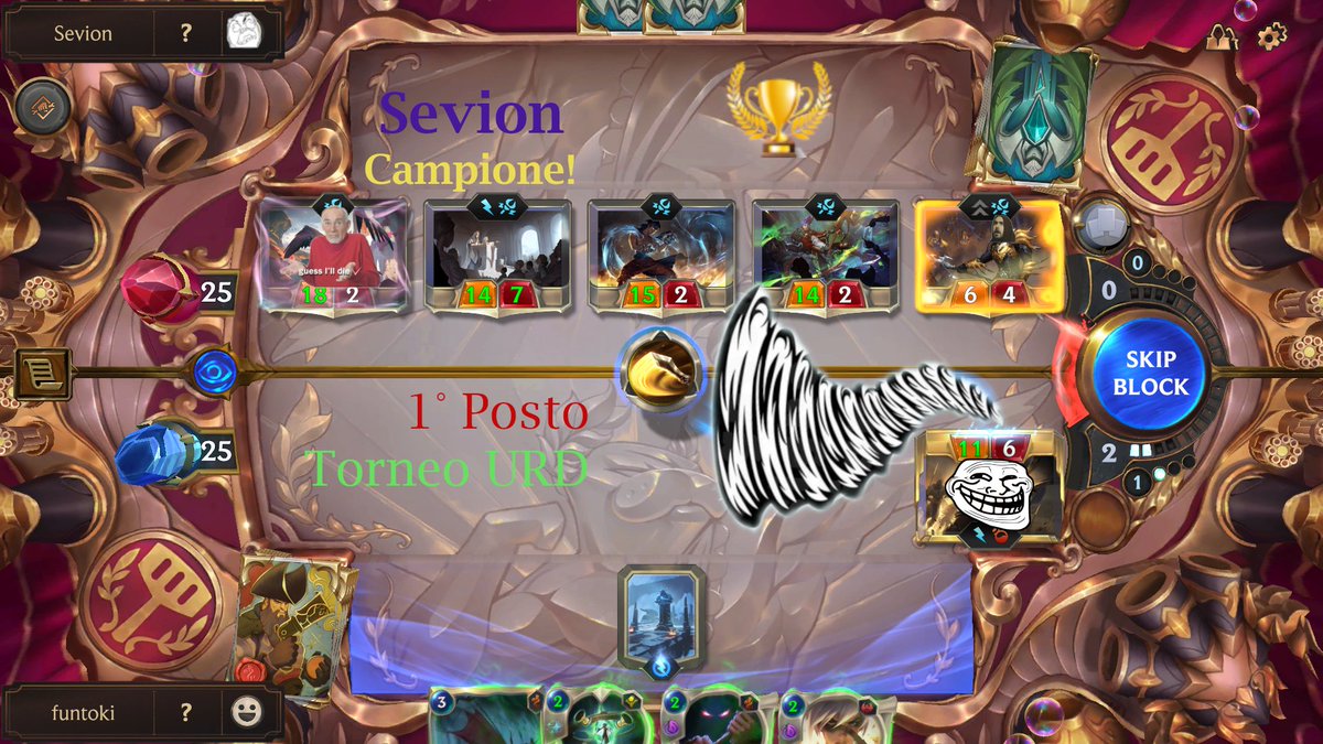 Sevion_potato's tweet image. I recently attended a tournament made by the community of Lor Italia with U.R.D. as a format and got first place. Shout out to @funtoki2 and @just_vinz for getting second and third place. Thanks to @funtoki2 for making the graphics to the winners. This mode is a lot of fun.