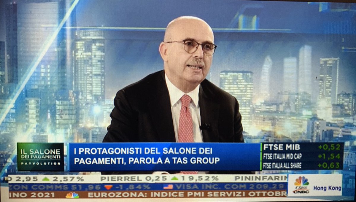 TAS_Group's tweet photo. I protagonisti del Salone dei Pagamenti 2021 @Payvolution, la parola a #ValentinoBravi, CEO di #TASGroup, ora su @classcnbc https://t.co/pPn58j7XQB