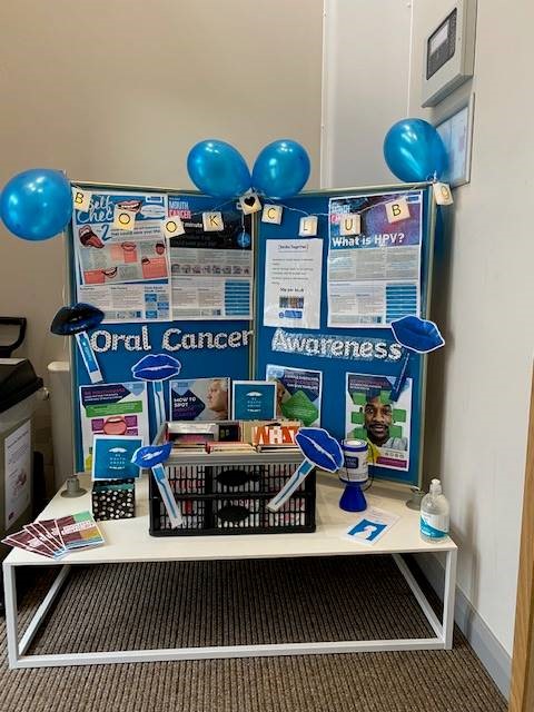 SmileTogetherUK's tweet photo. November is #MouthCancerAction Month and our colleagues are keen to help raise awareness of oral cancers. Our team at #HarleighRoadDentalCentre in #Bodmin made this fab display for patients to help them #SpotTheSigns and seek help early  #IfInDoubtGetCheckedOut  @dentalhealthorg https://t.co/H8Kvya0nTY