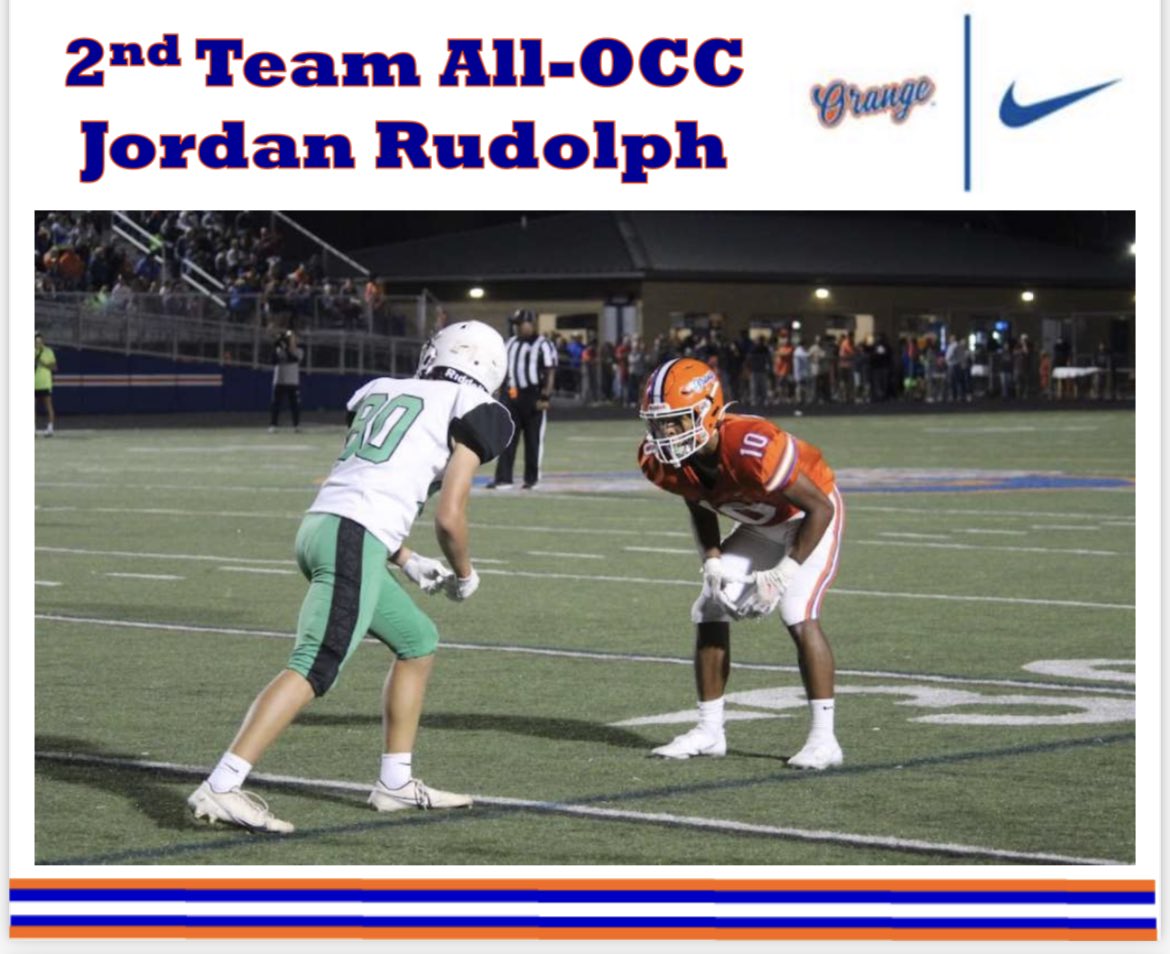 Congrats to our three 2nd Team ALL-OCC players LB <a href="/FedioBrandon/">Brandon</a> 2nd on team in tackles, 2nd in sacks.  DE <a href="/ricofranklin09/">Rico Franklin-Davis</a> 3rd on the team in tackles, 2nd in TFL and two-way standout <a href="/JordanRudolph15/">Jordan Rudolph</a> 8 PBU, 3 TD receiving.   Congrats fellas! 🍊Pride!