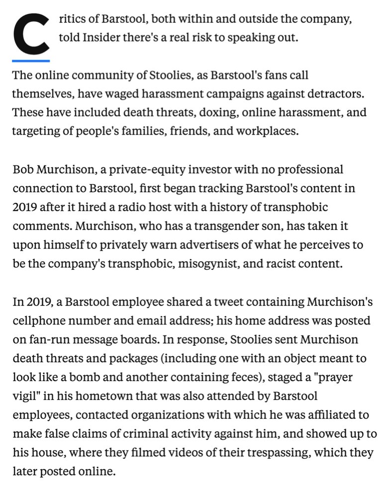 alanisnking's tweet photo. A few excerpts from @mjnblack's story on Barstool Sports founder Dave Portnoy:

https://t.co/suqjI8Mb8U https://t.co/Rl2NmkGz0A