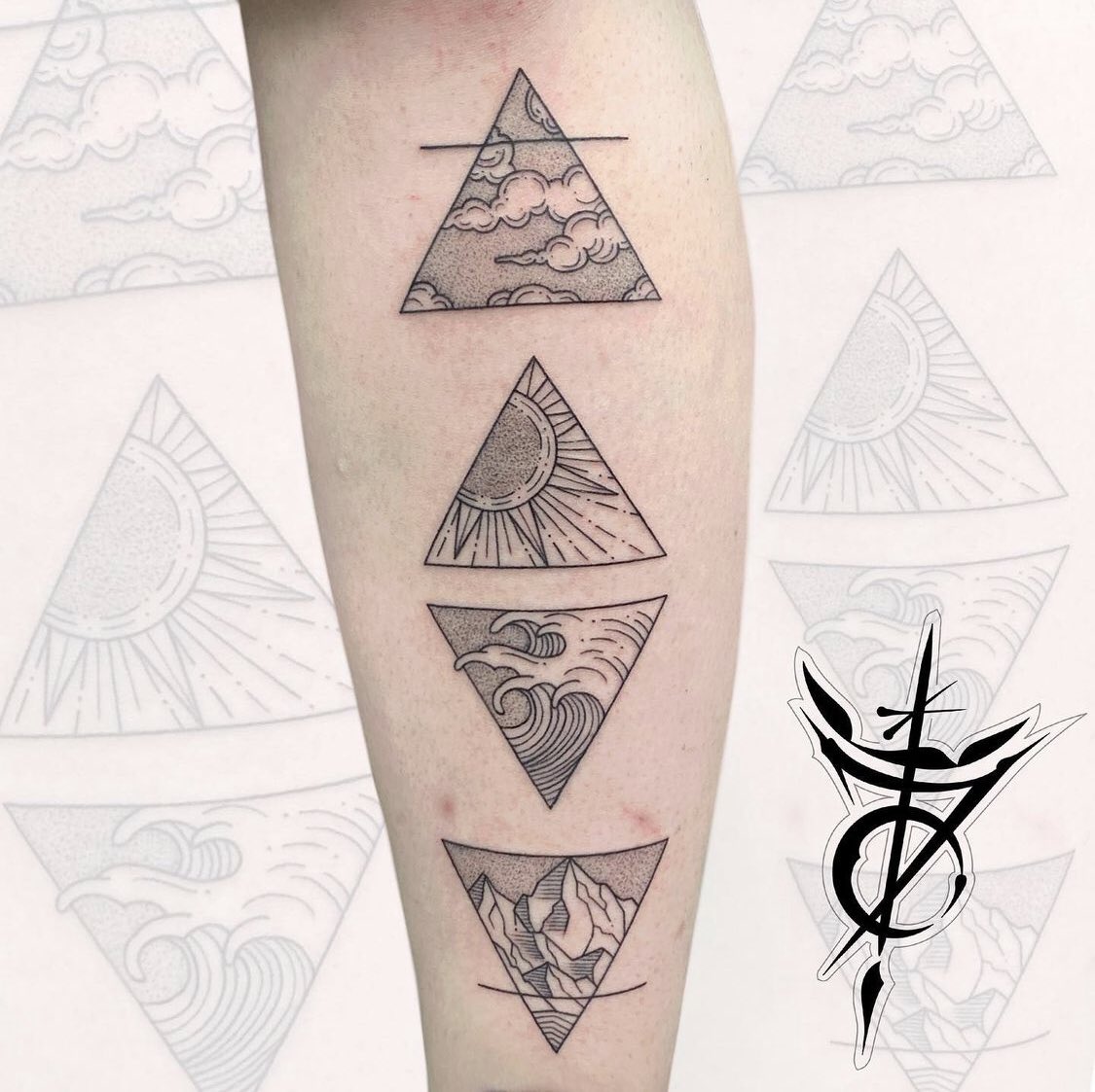 element symbols earth air fire water tattoo