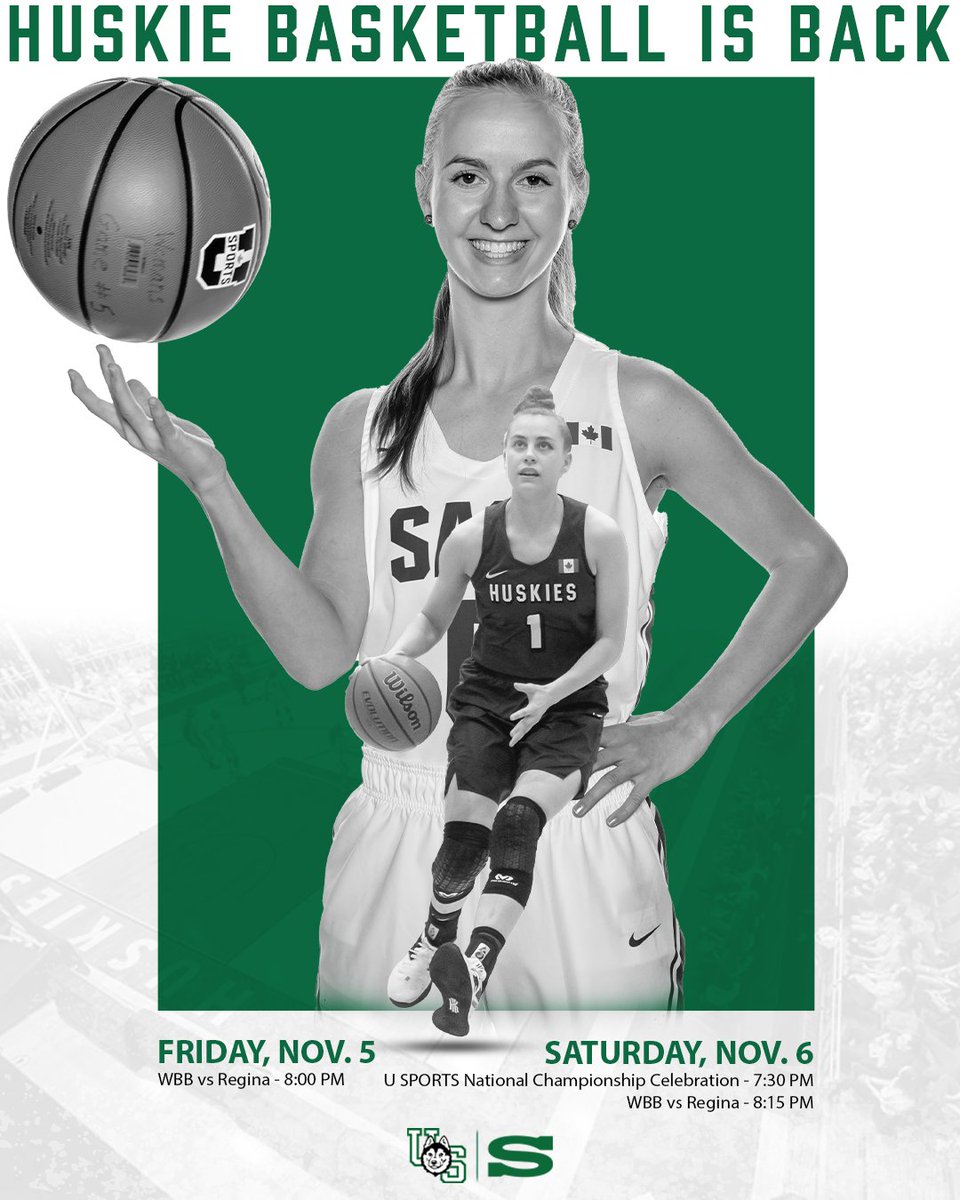 HUSKIE WOMEN'S BASKETBALL IS BACK. Catch the reigning Canada West and U SPORTS National Champions as they return to the PAC for the first time since 2020. Celebrate the National Championship banner unveiling Saturday night at 7:30!

🎟️: usask.universitytickets.com

#HuskiePride
