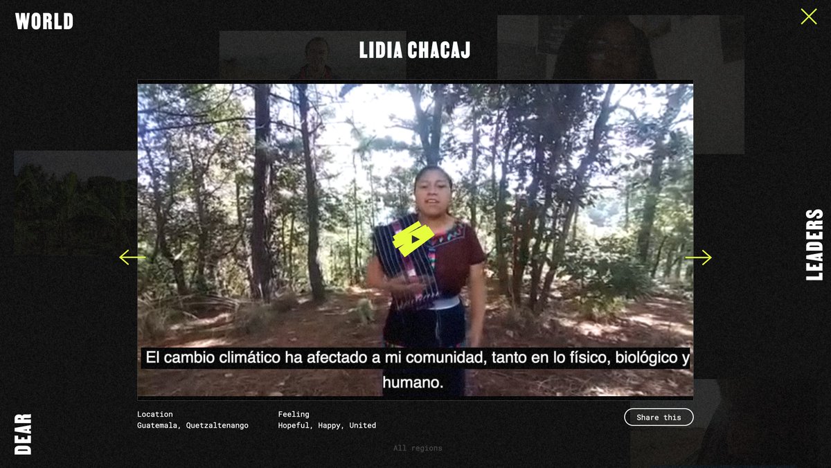 PNUDGuatemala's tweet photo. ¡La crisis climática es real y que tenemos que actuar ya!
Lidia de Quetzaltenango tiene un mensaje esperanzador para los líderes mundiales reunidos en #COP26.
CámaraÚnase a nosotros y míralo aquí https://t.co/BuByMb9dEs #dearworldleaders #thisishappeningnow https://t.co/1OvPGrGTQr