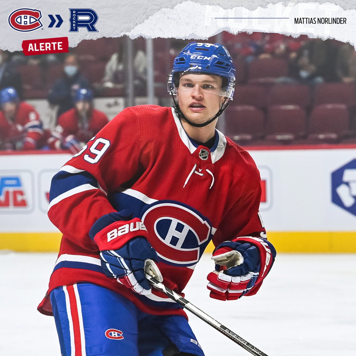 RocketLaval's tweet photo. Les Canadiens ont cédé Mattias Norlinder au Rocket à des fins de conditionnement.

The Montreal Canadiens have assigned Mattias Norlinder to the Rocket for conditioning purposes.

#GoRocket https://t.co/vPXwPV5eLh