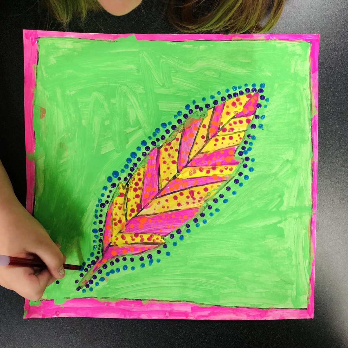MrsKArtClass's tweet photo. LOVE these warm/cool leaves with Aboriginal dot painting!!! https://t.co/hTwyGbtbmQ
