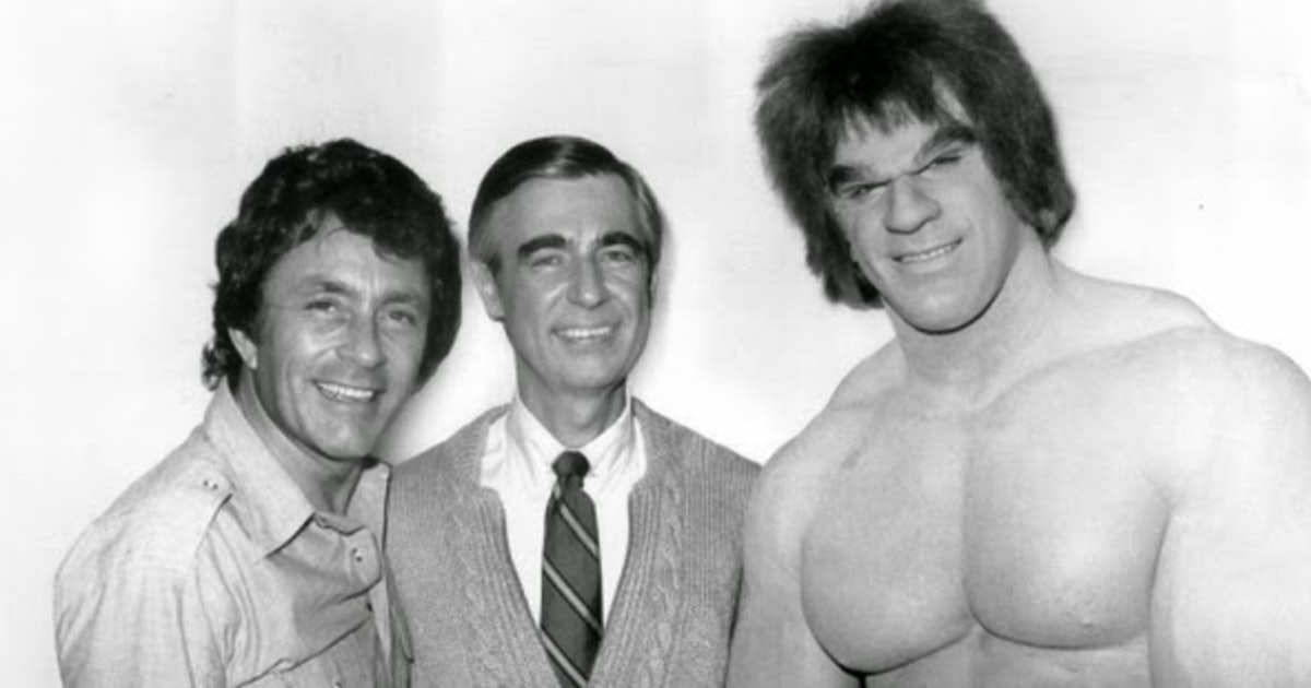 RyanMDevlin's tweet photo. @LouFerrigno Remember meeting Fred Rogers?  My students are producing a video about the special guests on Mister Rogers Neighborhood, and we'd love to interview you!  Check out the documentary they produced last year: https://t.co/9sFL6kUcqC https://t.co/hc2qFAMOcS
