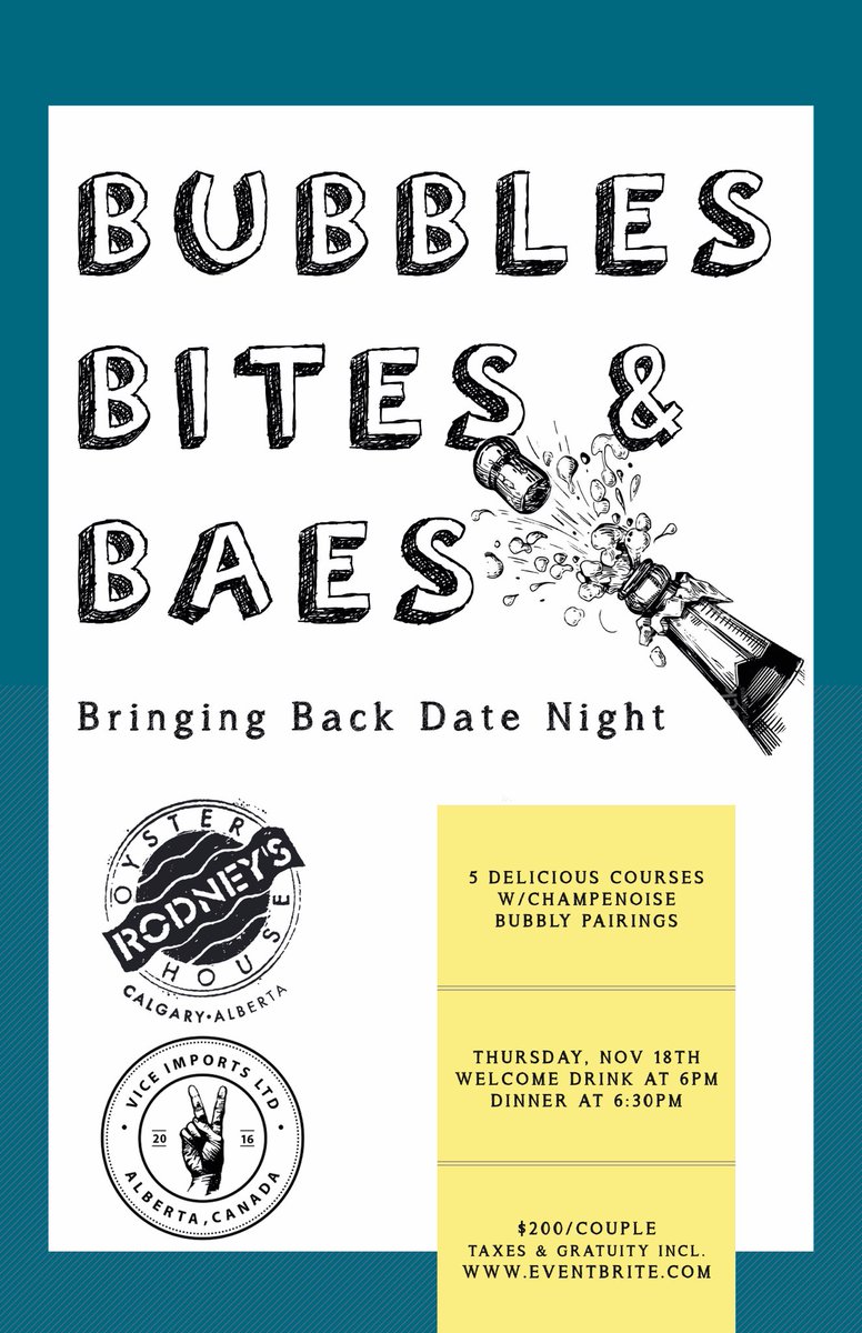 RodneysCalgary's tweet image. Grab your special someone and join us for 5 delicious courses along with 5 bubbly pairings from Vice Imports. One ticket per couple. Get more info and purchase tickets through Eventbrite: bit.ly/ViceImportsDin…