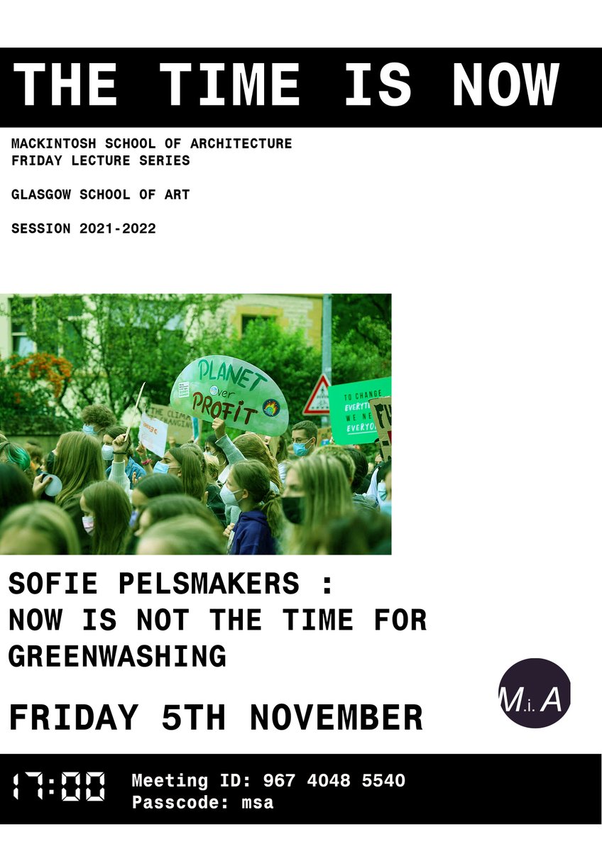 Tomorrow's Mackintosh School of Architecture <a href="/MissinginArchi1/">MissinginArchitecture</a> Friday Lecture is with Sofie Pelsmakers, expanding on her new book Everything Needs to Change: Architecture and the Climate Emergency – 5pm, all welcome  gsa.ac.uk/life/gsa-event…