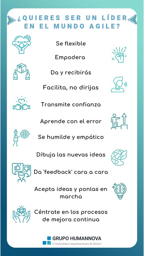 virginiog's tweet photo. Se flexible, empodera, transmite, dibuja las nuevas ideas… te damos algunas de las claves para ser un líder en el mundo agile   
@Humannova
 #RRHH #Liderazgo https://t.co/xxsx2s7wSX