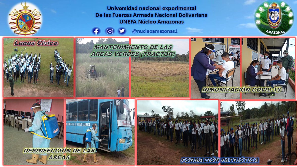 AmazonasNucleo1's tweet photo. El día  25/10/2021 UNEFA #Nucleoamazonas1 realizó mantenimiento de las áreas verdes, Inmunización contra el COVID-19 y desinfección de de todos los espacios.  @Unefa_Ven (Twitter) @Unefa_Ve (Instagram) @angiolillofp (Twitter) @pascualinoangiolillo (Instagram) @NelsonT16249597 https://t.co/87AA6y9Txs