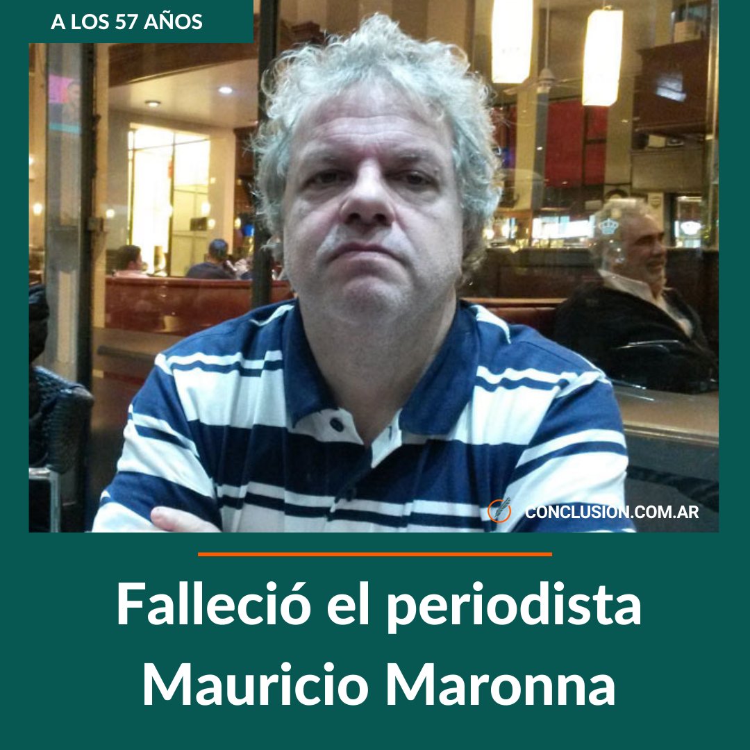 Conclusión (@conclusionros) on Twitter photo #AHORA | A los 57 años, falleció el periodista <a href="/MauricioMaronna/">Mauricio Maronna</a>, jefe de la sección Política en el diario <a href="/lacapital/">Diario La Capital</a> durante 21 años, entre otros numerosos trabajos en el periodismo rosarino. Hace pocos días había presentado su libro, "Perro Negro". #AHORA | A los 57 años, falleció el periodista <a href="/MauricioMaronna/">Mauricio Maronna</a>, jefe de la sección Política en el diario <a href="/lacapital/">Diario La Capital</a> durante 21 años, entre otros numerosos trabajos en el periodismo rosarino. Hace pocos días había presentado su libro, "Perro Negro".