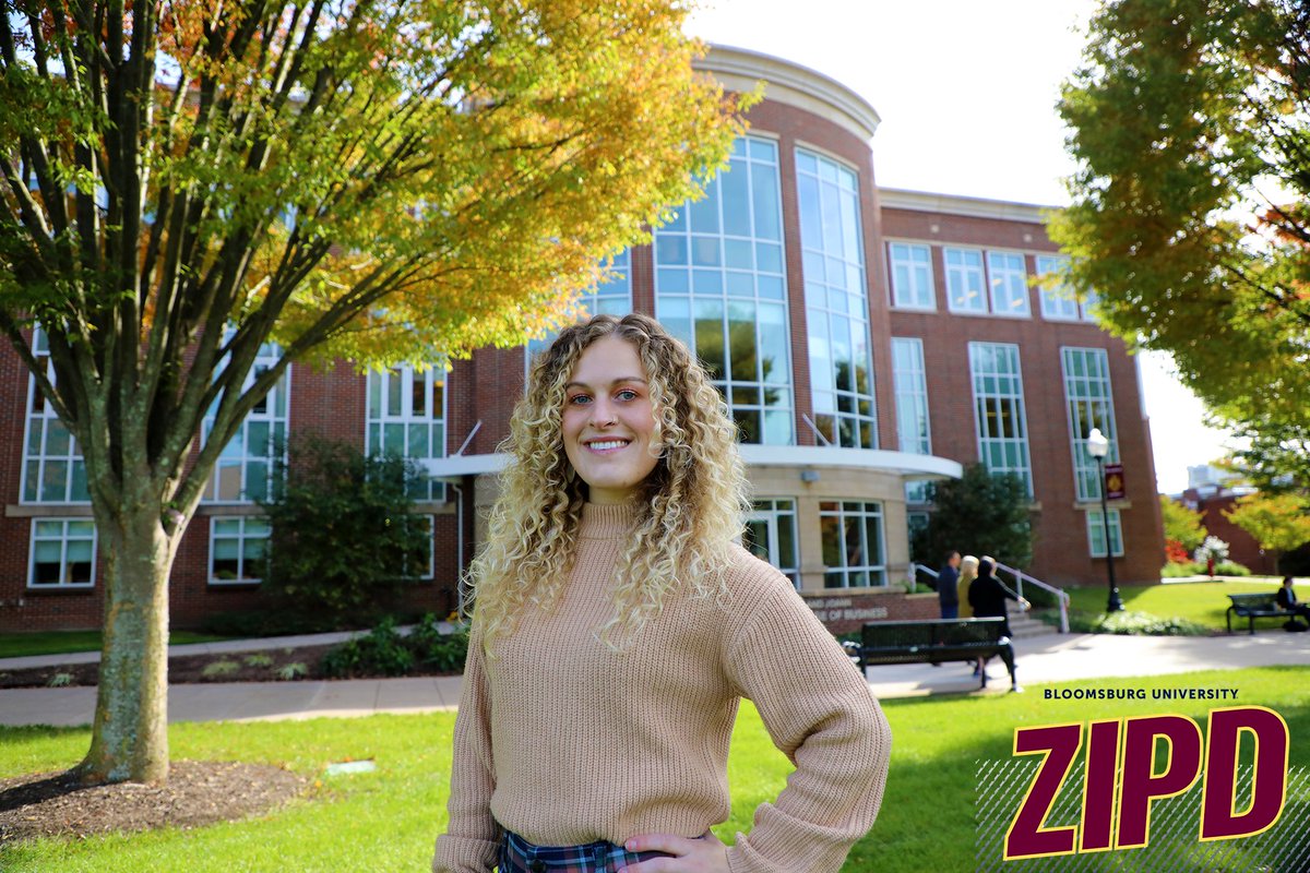 BloomsburgU's tweet photo. “Getting to hear from graduates who’ve become business professionals in so many different industries is inspiring to me. I’m grateful to experience this every year." — Caroline Borges ’22 💼📈📊🐾 #ZIPD #ProfessionalU #business #management #marketing https://t.co/EpqNR9h58g