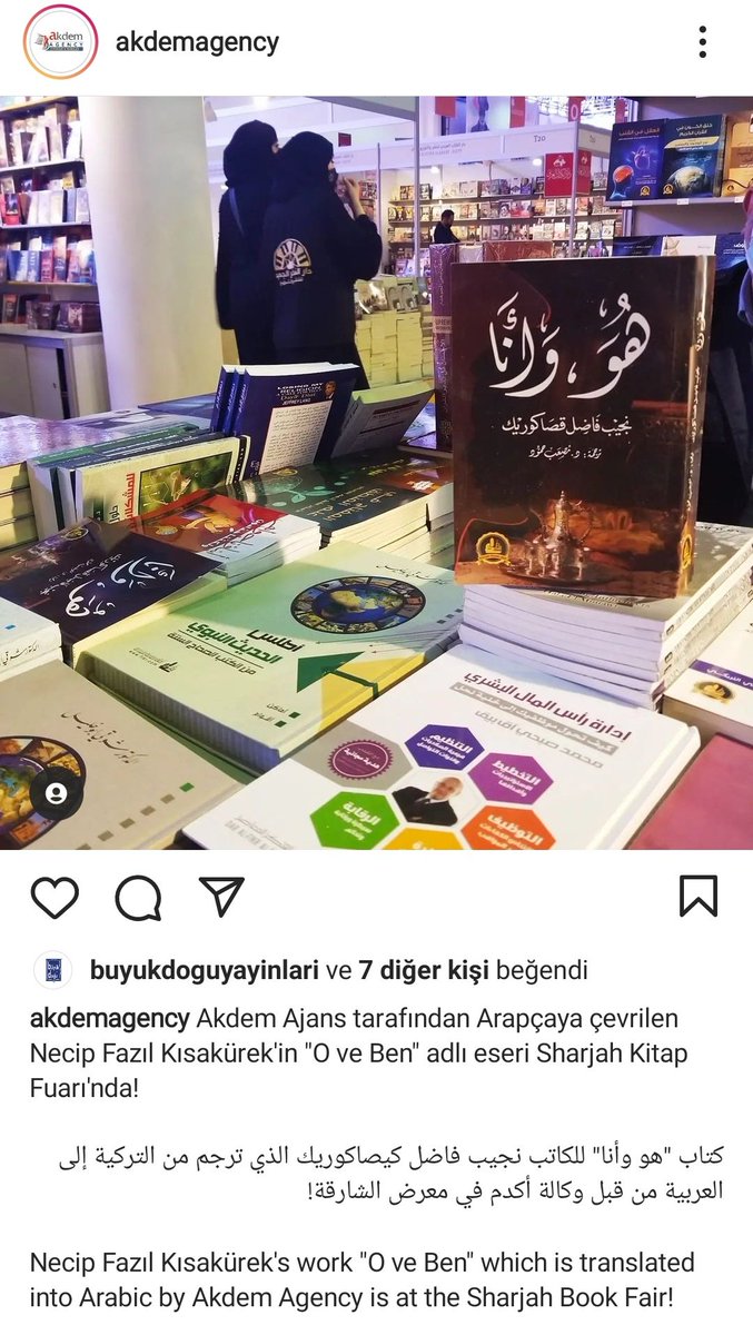 Akdem Yayınları <a href="/akdemyayinlari/">Akdem Yayınları</a> tarafından Arapça'ya tercüme edilen "O Ve Ben" eseri Sharjah Kitap Fuarında.
#sharjahbookfair #SIBF21
#معرض_الشارقة_الدولي_للكتاب