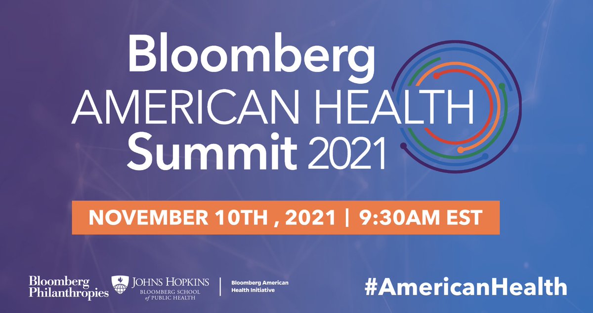 MikeBloomberg's tweet image. On Nov. 10 at 9:30am ET, @BloombergDotOrg, @AmericanHealth, and @JohnsHopkinsSPH are hosting the 4th annual Bloomberg #AmericanHealth Summit alongside leading public health experts and special guests.
 
Register for the free, virtual event: bit.ly/3bFXOJ8