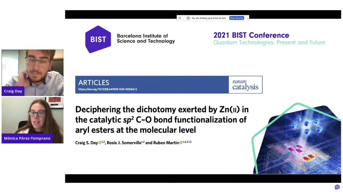 ICIQchem's tweet photo. #PROBIST &amp; #PREBIST fellows Valentin Maffeis (Romero group) &amp; Craig Day (@TheCraigDay @MartinLab_ICIQ) have participated in the flash-talk session "Presenting the research breakthroughs of the next generation of scientific leaders" moderated by @monicahperez #BISTConf2021 @_BIST https://t.co/5ET6oAmVyt