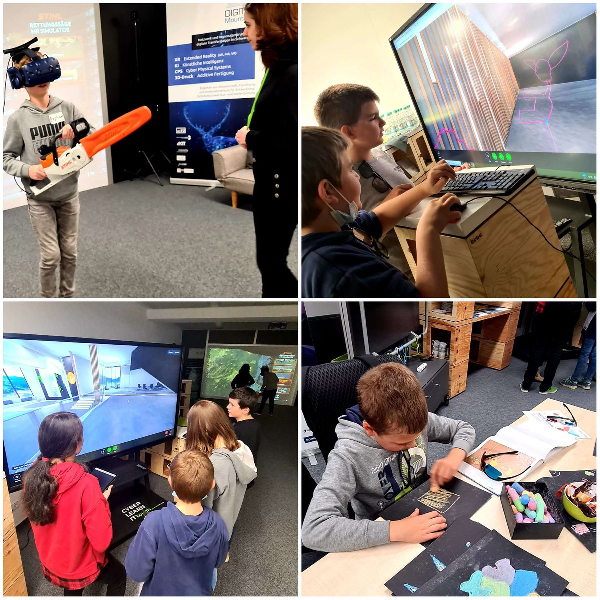 bazi1107's tweet photo. Cooler Tag heute mit 12 Schüler:innen aus der Region beim Herbstferienprogramm im #XRTZ in St. Georgen - das #greenshoesteam hat nach 2 Jahren wieder eine #CyberClassroom #Schüleruni vor Ort gerockt!
#VRcoworkers für eine #zeitgemässebildung
#twlz #XRlernparcours #VR4schools https://t.co/8j4yM2Gjse