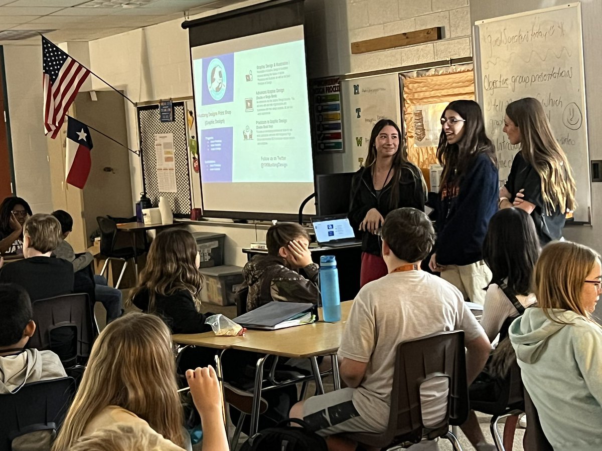 MelRickli's tweet photo. Special thanks to @HumbleISD_KHS graphic design students for presenting all about graphic design to our @HumbleISD_RMS CTE wheel students 💻🖼🎨 @HumbleISD_CTE https://t.co/nS4Am7KLWq
