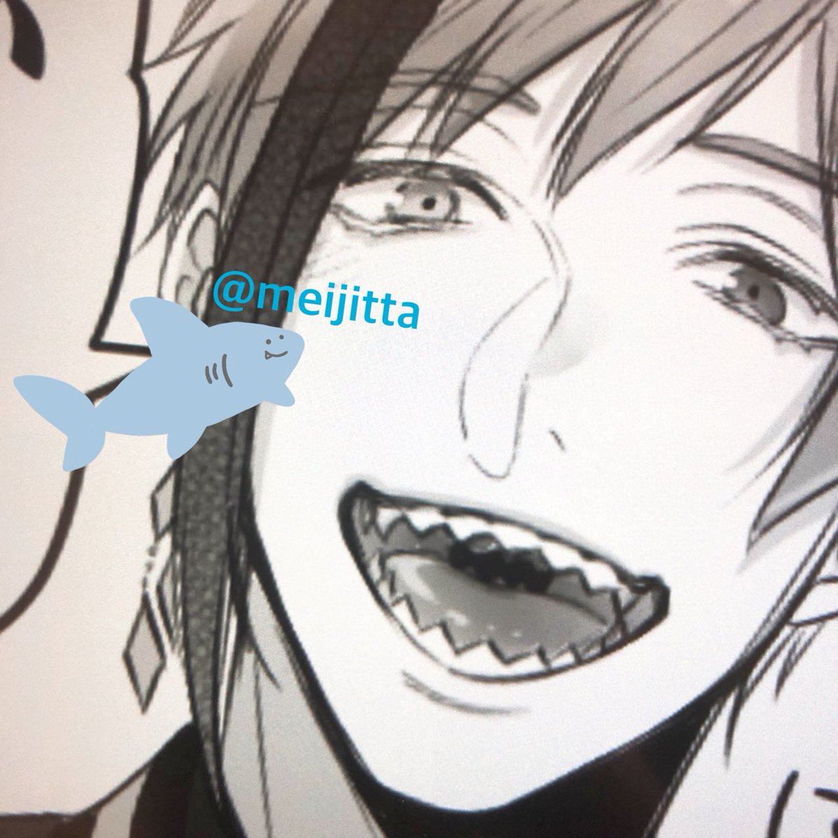 🎂🦈くんの余韻が引かず寝付けないのでパッションだけで1ページ漫画描き始めちゃったわい 