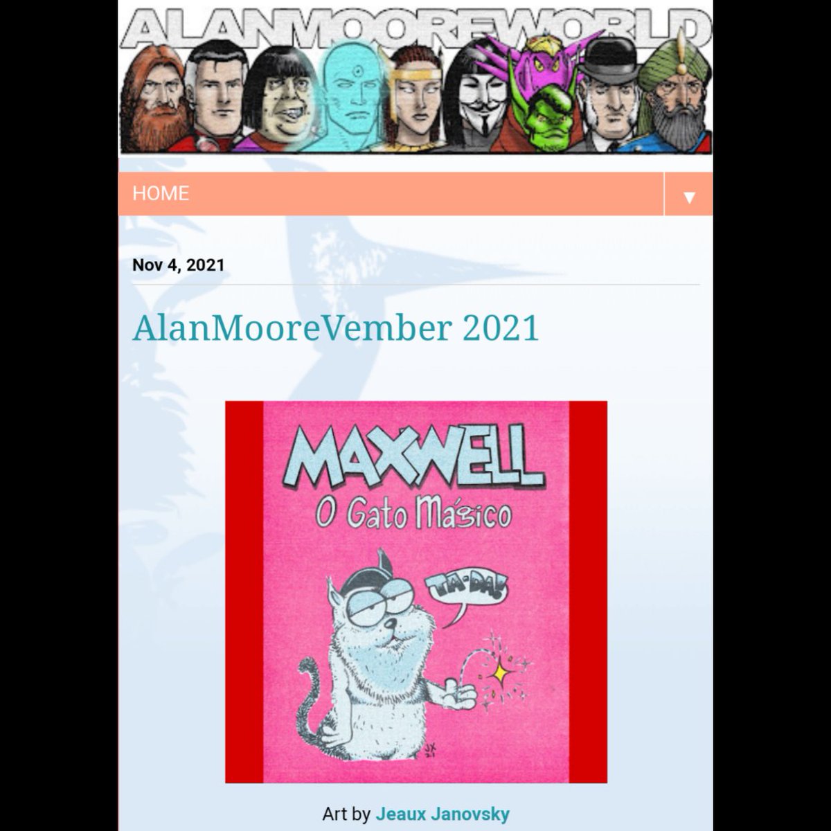 JeauxJ's tweet photo. https://t.co/k3OYPzK9vJ Got some great press on #AlanMooreVember2021 on one of the most preeminent #AlanMoore blogsites, #AlanMooreWorld!!! I'm stoked! Thanks #SmokyMan! https://t.co/IhtFo1UCBg