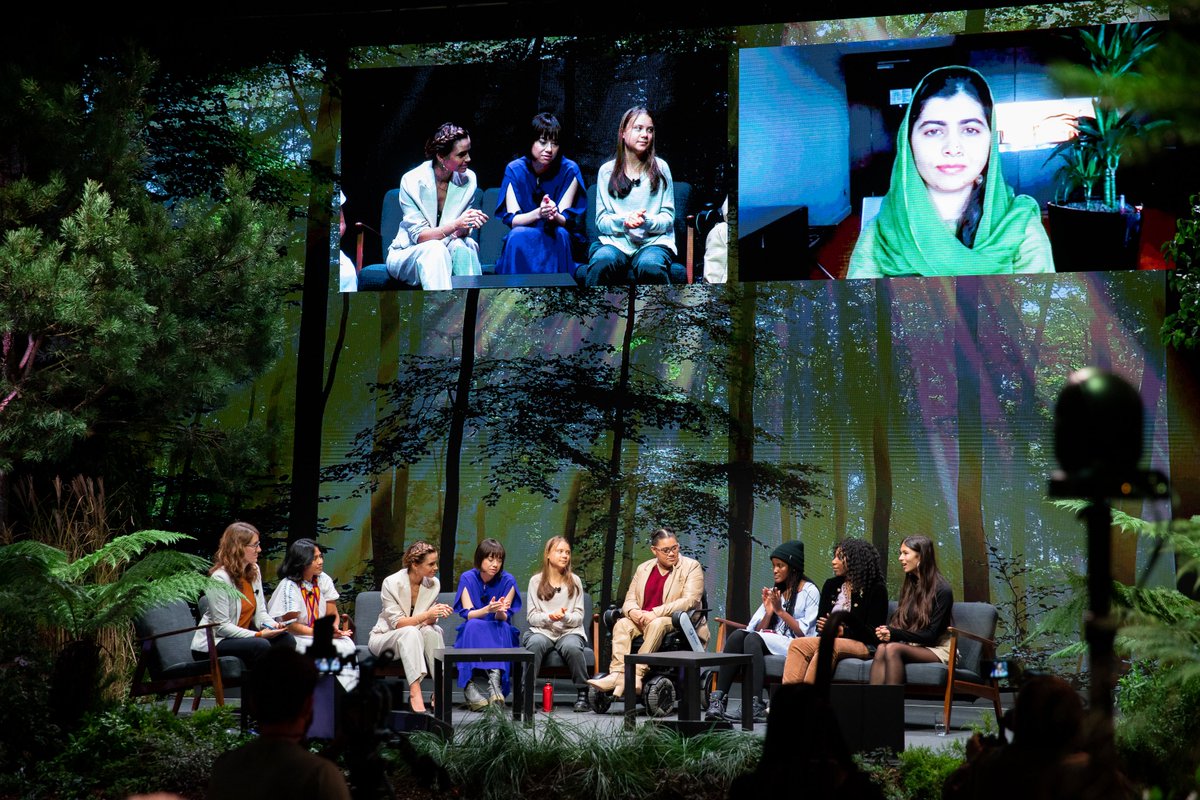 Today at The New York Times Climate Hub, <a href="/GretaThunberg/">Greta Thunberg</a>, @vanessa_vash and many other climate leaders took a temperature check on COP26 so far, in a surprise session curated by <a href="/EmmaWatson/">Emma Watson</a>. #NYTClimateHub continues tomorrow for Educate on Climate day at nytclimatehub.com.