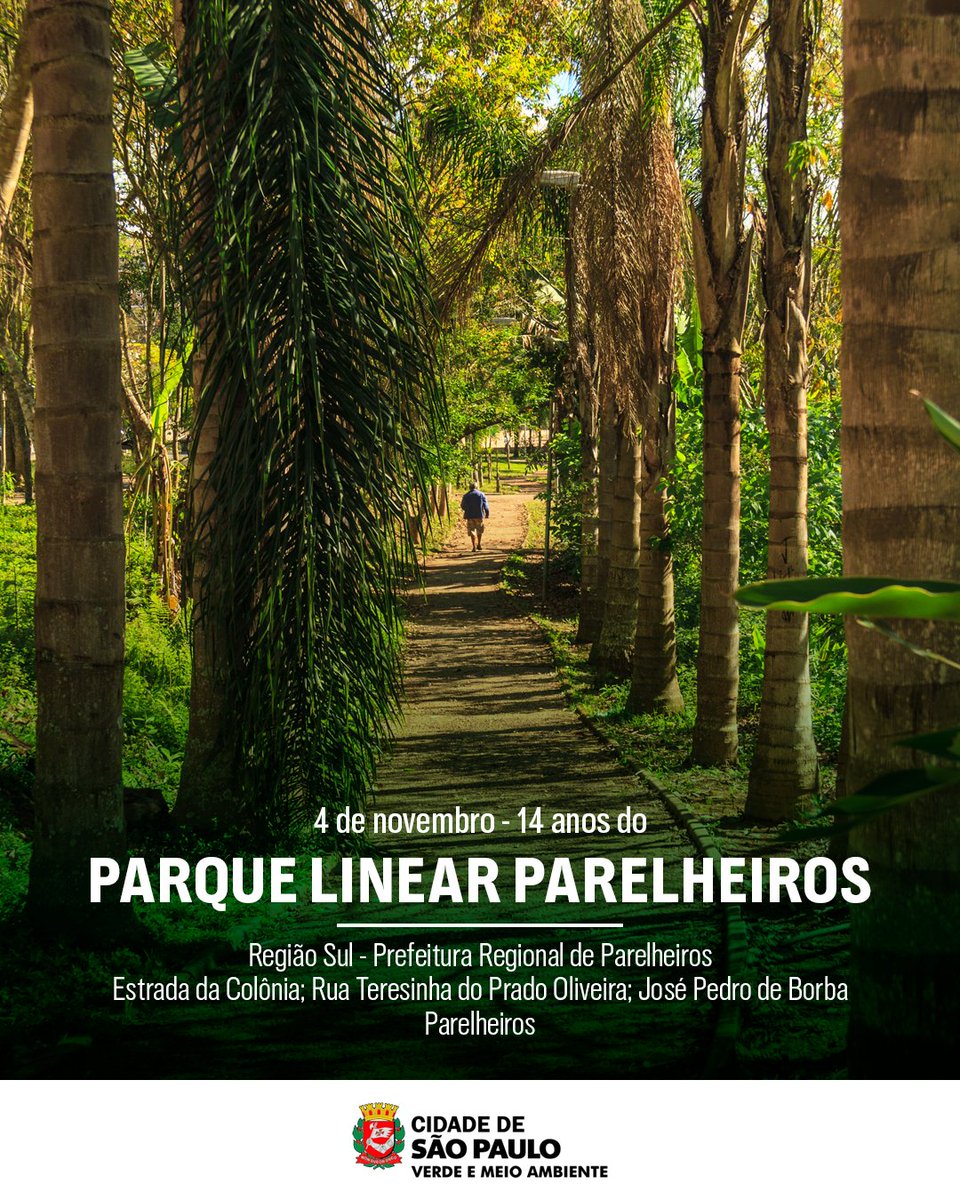 svmasp's tweet photo. O Parque Linear Parelheiros está em festa hoje, completando 14 anos!
Você já visitou esse parque? Já anota mais um lugar que pode ir com a família e amigos.
#parqueperelheiros #meioambiente #natureza #svma #parelheiros #parquesp #parquessp #instasp #saopaulo https://t.co/4Io7TbrpWz