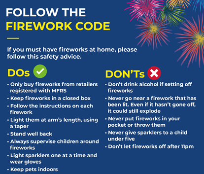 KESHAcademy's tweet photo. Stay safe with these Do's and Dont's when it comes to fireworks. @WestMidsFire https://t.co/LJhjfglTot