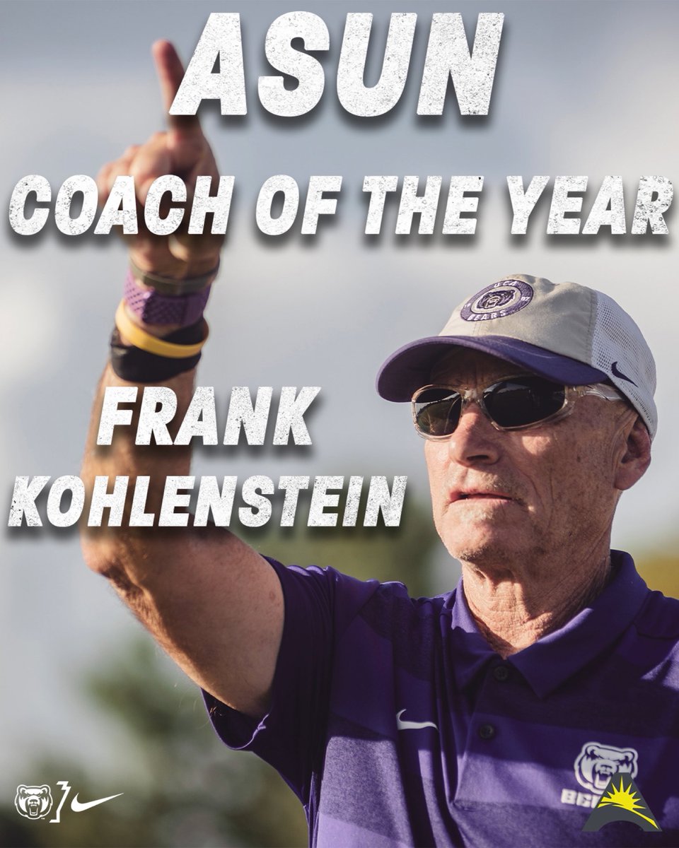 ucamenssoccer's tweet photo. In his first season, Coach Frank Kohlenstein earns ASUN Coach of the Year! Congratulations Coach Kohlenstein!

#BearClawsUp https://t.co/TPvLEmtQnI