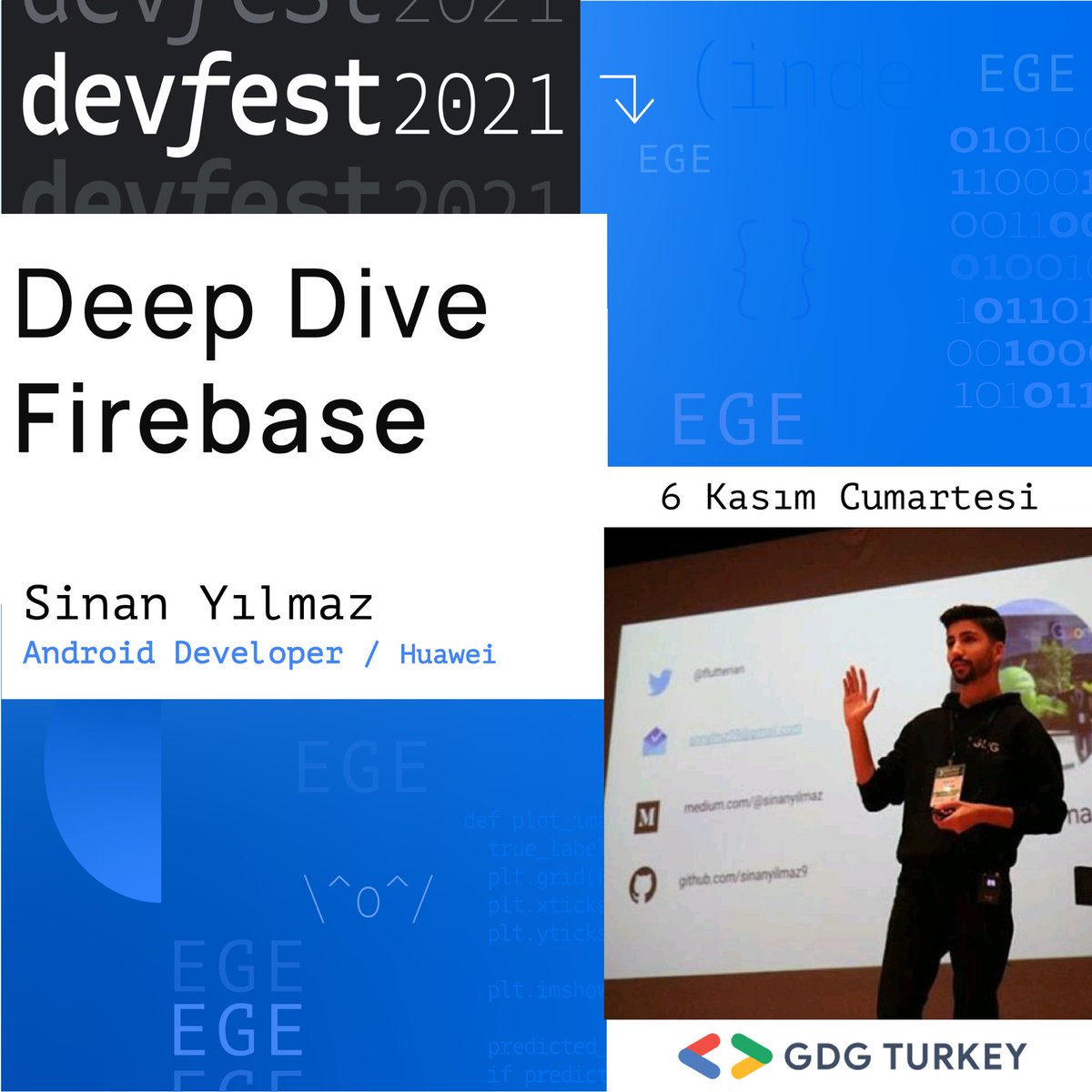 ManisaGDG's tweet photo. Devfest Ege'de son konuşmacılarımız ise Sinan Yılmaz(@flutterian )ve Erol Kaftanoğlu(@erolkaftanoglu)🤩 ,6 Kasım'da #devfestege'de olacak!🥳 https://t.co/nzTFrX0iDN