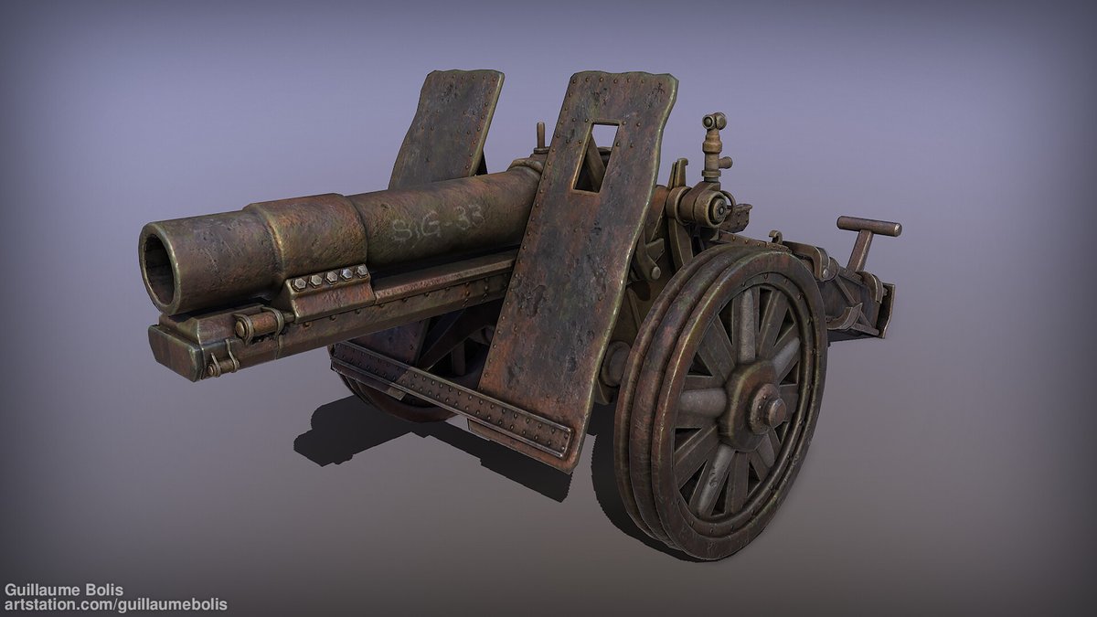 BolisGuillaume's tweet photo. Rencently finished a bunch of school projects I made over the last month, here's the first one I'm uploading.
#WW2 german artillery, 15cm SIG-33

@ArtStationHQ link: https://t.co/cToT13EJXD

@Sketchfab link: https://t.co/A4gvkA8yR0

#3dart #3D #digitalart #weapon #3dmodeling https://t.co/K5Lf9ZiVjl