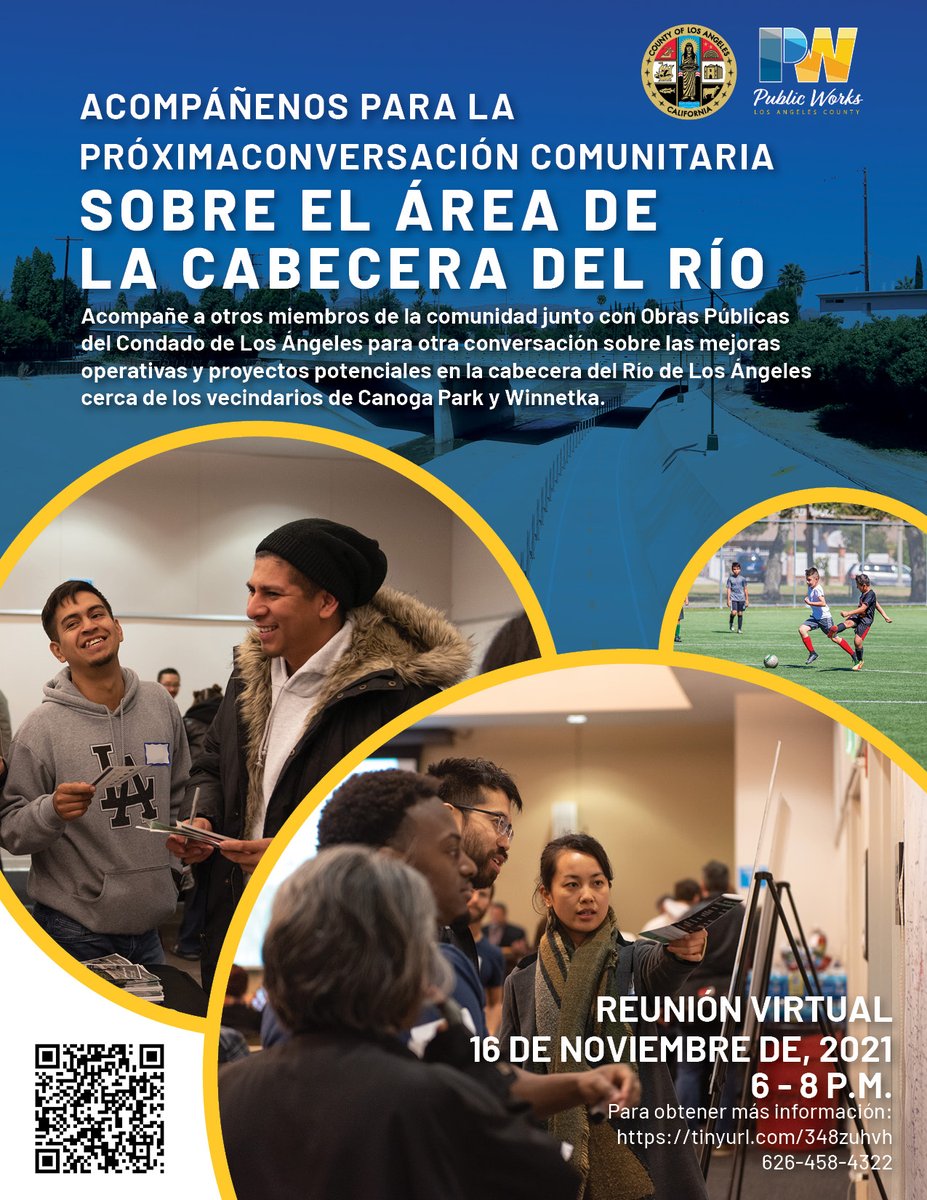 HeadwatersArea's tweet photo. JOIN US! On Tuesday, November 16, join @lacopublicworks for an informative community conversation about potential project opportunities near the LA River Headwaters area in the Canoga Park and Winnetka neighborhoods. Visit link/QR code for registration. https://t.co/shSCYKb2K9 https://t.co/oMWpTnRTzD