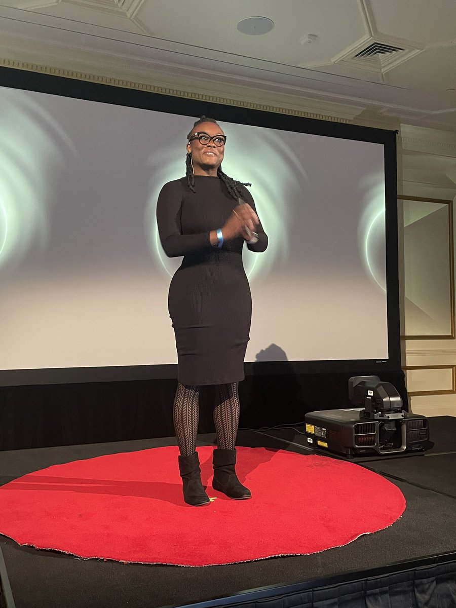TEDxBoston's tweet photo. Massachusetts #teacher of the year @JenHedrington engaging audience on how the word “black” is used and her Blackness https://t.co/mxEjKSb9dq