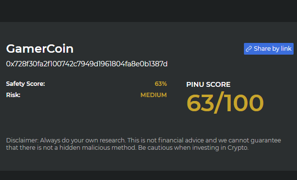 PinuScanner's tweet photo. Looking good!🚀
$GHX #GHX scored 63/100 on the Crypto Coin Scanner!

This could be a $DOGE $SHIBA $ELON $SAMO

CCS is powered by @InuPirate $PINU looking for malicious functions &amp; dangerous code that could affect your investment.  DYOR

Learn more at https://t.co/CLNdr7PMLx https://t.co/HX7ZMAIpKA