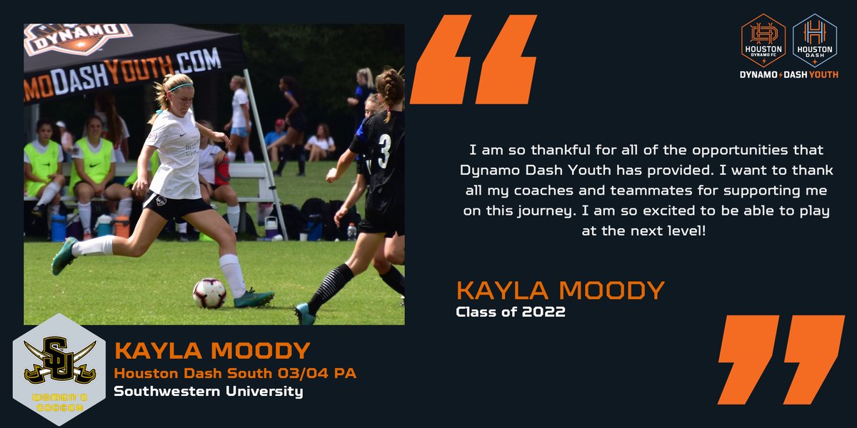 HTXSoccer's tweet photo. π¨ College Commitment! π¨
Kayla Moody from the Houston Dash South 03/04 PA has committed to @SUPiratesWSOC. Congratulations, Kayla! β½π§‘
#dynamodashyouth #ddycollegecenter #ddycff #collegefitfinder #ddycommitted @SouthwesternU @HoustonDash @NationalLeague @stxsoccer https://t.co/hEGEZwABS8