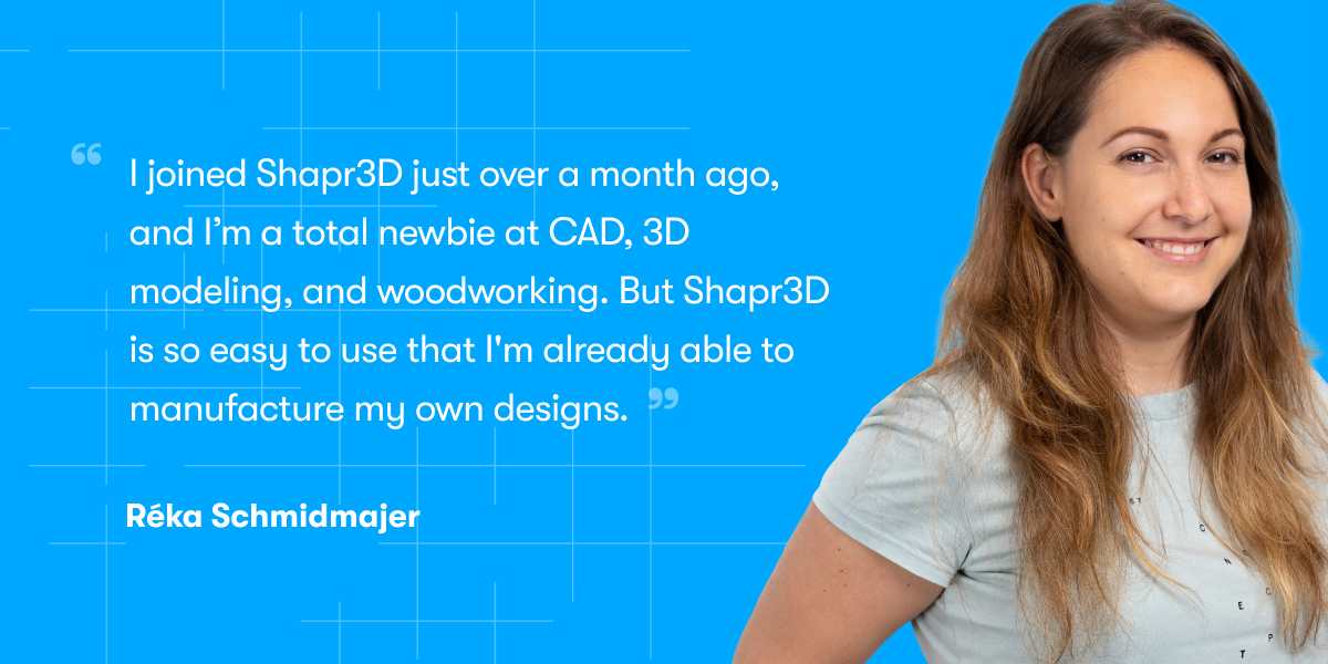Shapr3D's tweet image. Our newest Product Manager Réka Schmidmajer has just tried her hand at #3Dmodeling and #woodworking for the first time. After modeling the iPad stand in #Shapr3D, she used a #CNCmachine to cut the design out. By the end, she got quite obsessed with the app 🤩