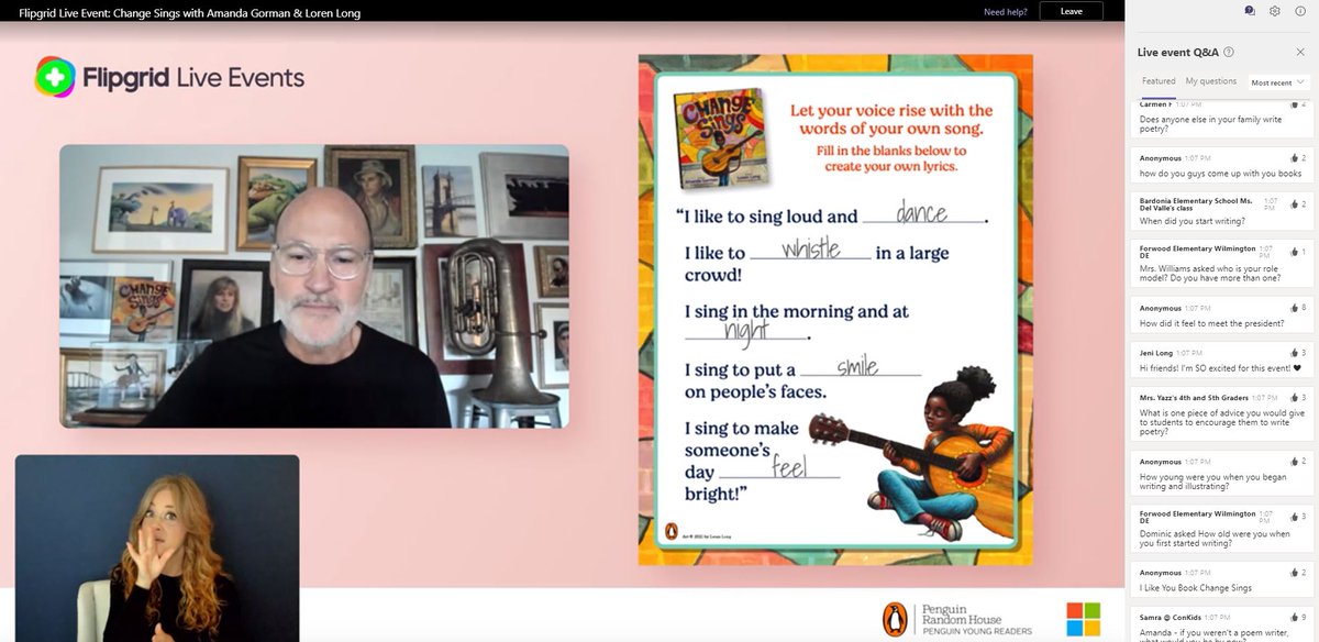 Ms Charles (@mscharles8) on Twitter photo What did you do today? <a href="/WolfCreekWolves/">Wolf Creek ES</a> wrote poems with <a href="/TheAmandaGorman/">Amanda Gorman</a> at today's <a href="/FlipgridEvents/">Flip Events</a> <a href="/PenguinBooks/">Penguin Books</a> <a href="/lorenlong/">Loren Long</a> What did you do today? <a href="/WolfCreekWolves/">Wolf Creek ES</a> wrote poems with <a href="/TheAmandaGorman/">Amanda Gorman</a> at today's <a href="/FlipgridEvents/">Flip Events</a> <a href="/PenguinBooks/">Penguin Books</a> <a href="/lorenlong/">Loren Long</a>