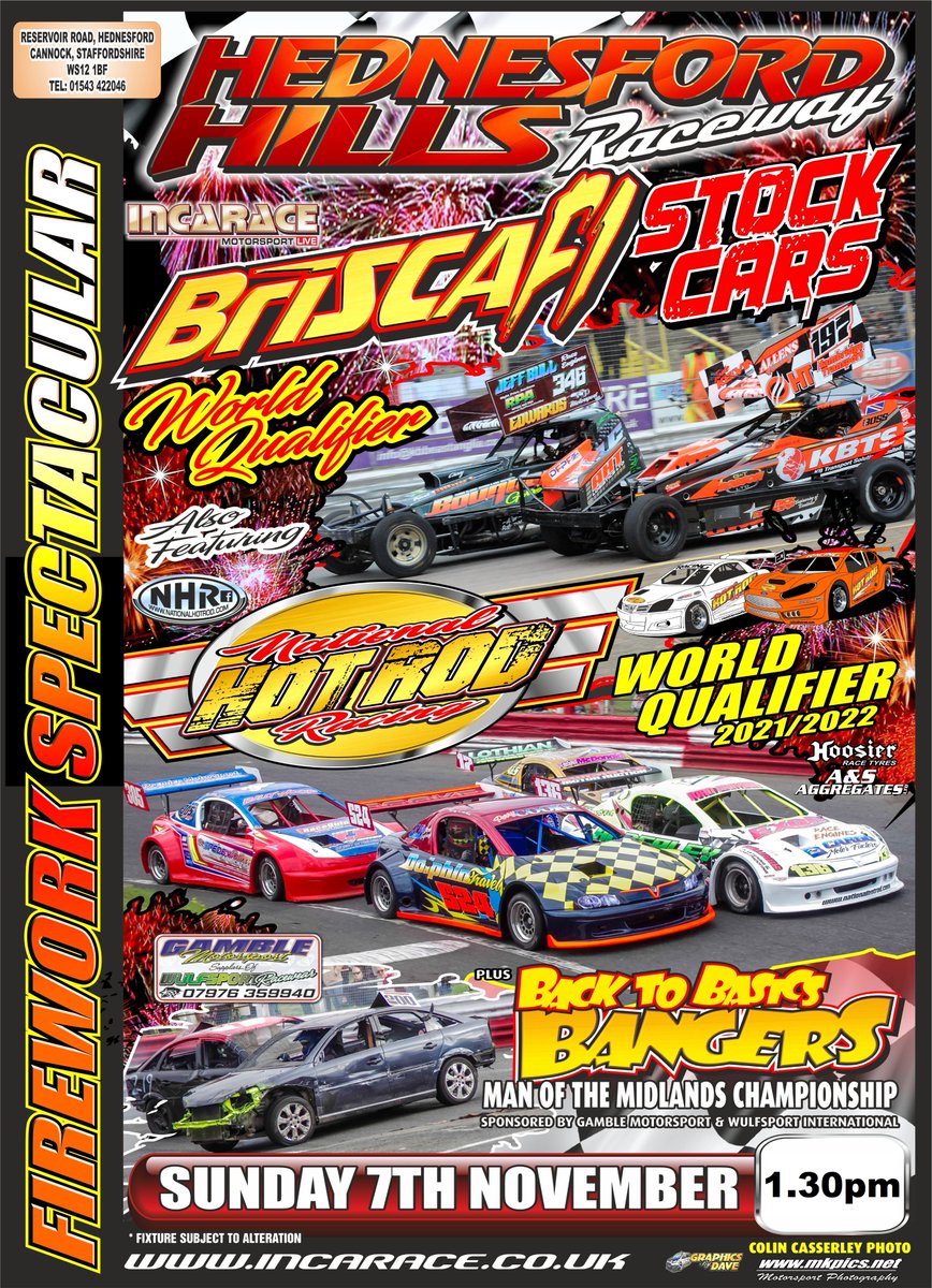 Incarace's tweet image. 🚨 Do not miss this top event in the Hills, extreme entertainment for the whole family! 🚨

✅ 5️⃣2️⃣ BriSCA F1 Stock Cars
✅ 5️⃣3️⃣ Back to Basic Bangers 
✅ 3️⃣3️⃣ National Hot Rods
✅ 💥 Firework Spectacular

🕚 1:30pm
📆 Sun 7th Nov

ℹ️spedeworth.co.uk/incarace/booke…