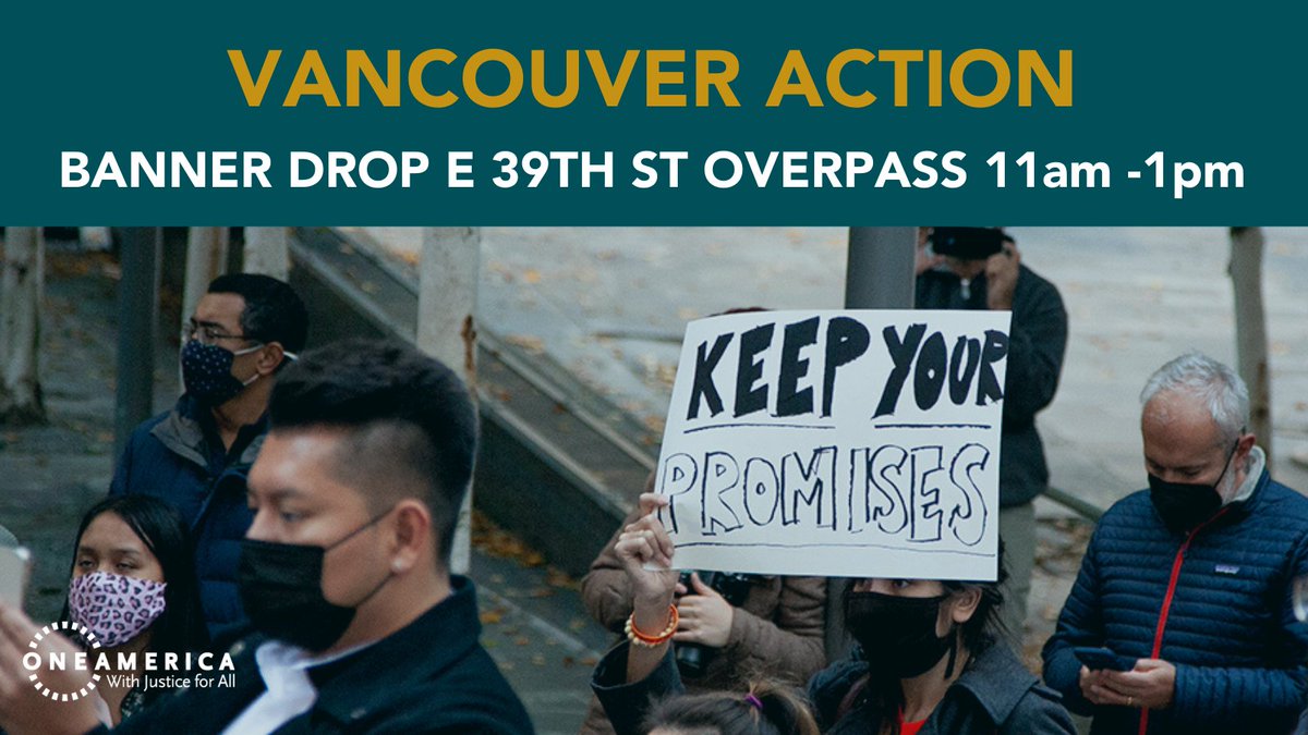 weareoneamerica's tweet photo. Today, immigrants in 11 cities across the country - including here in Vancouver WA - are escalating pressure on Democratic leaders to say #IgnoreTheParl’s advisory opinion & include a #Path2Citizenship in the budget reconciliation package.
It's time to deliver for immigrants! https://t.co/oMIdBMD1Er