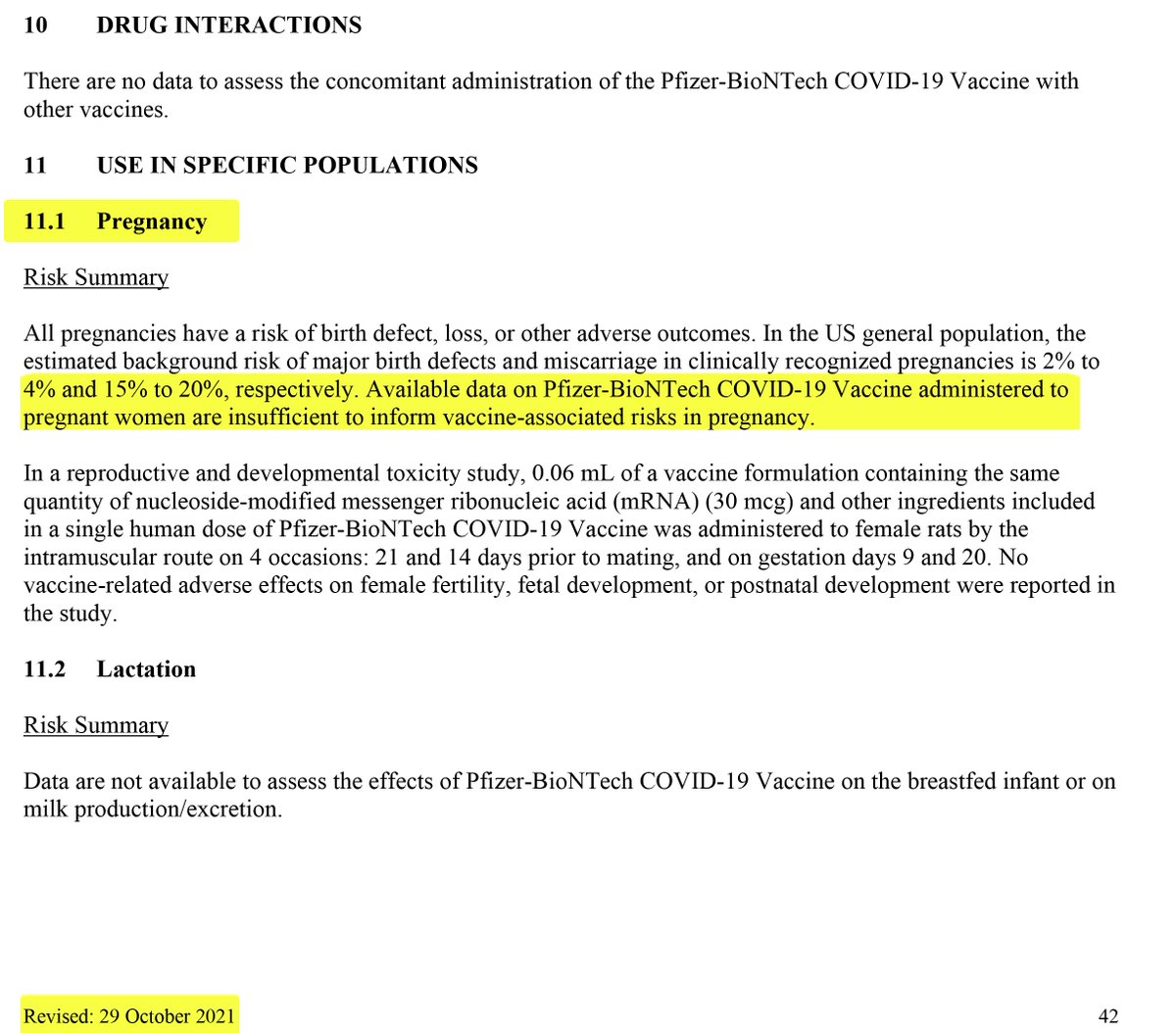 ChrisK8o's tweet photo. So not much changes in the world after almost a year of the experimental vaccine rollout. Your doctor told you the vaccine was safe for pregnancy? Well, here's what the FDA fact sheet for health care workers says. The one from Dec.2020 and from Oct.2021. @YoureAllDunces https://t.co/TQRan1uJbg