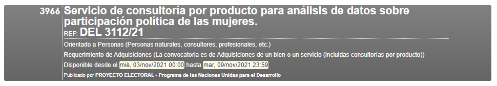 OPDBolivia's tweet photo. #OportunidadLaboral| Servicio de consultoría por producto para análisis de datos sobre participación política de las mujeres.
📌 Orientado a #Estadística, #Economía o ramas afines
 🗓️Disponible  hasta el martes  09/NOV/2021 
Accede a la convocatoria 👉 https://t.co/2C0Y75SV6o https://t.co/3972QnPlCF